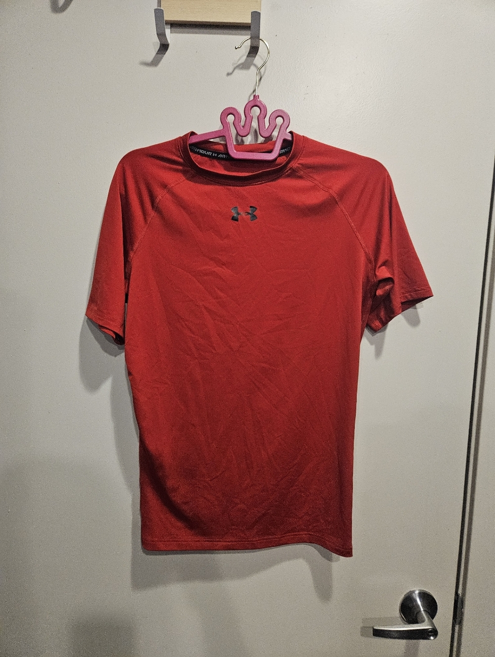 Under Armour Men’s Red Short-Sleeve Compression Heat Gear Shirt Large